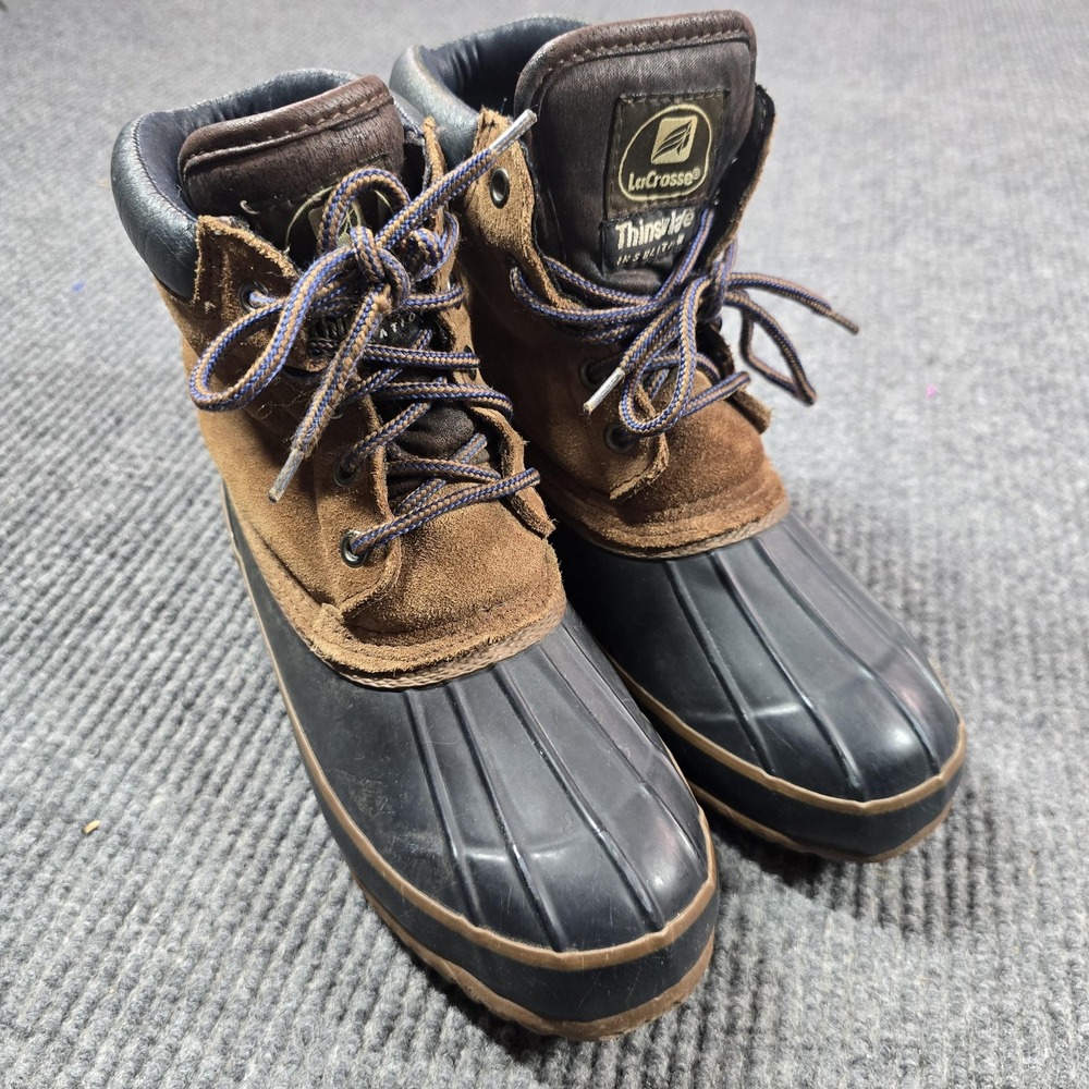 LaCrosse Duck Boots Mens Size 9 Brown Suede Rubber Thinsulate‎ Insulated Winter